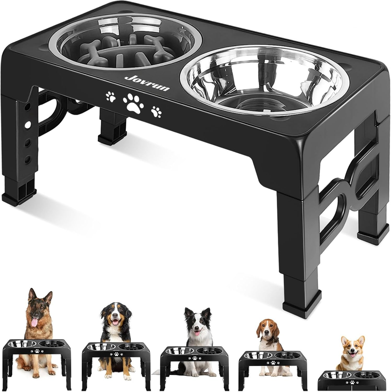 Elevated Dog Bowls, Dog Feeder with Stainless Steel Dishes & Slow Feeder Bowl, 58