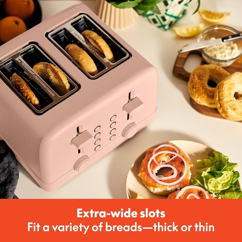 4 Slice Toaster 900W 6 Shade Reheat Cancel Anti Jam Auto Shut Off Tray Blossom2