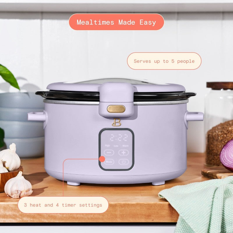 4 Qt Digital Slow Cooker with Hinged Locking Lid, Lavender by Drew Barrymore1