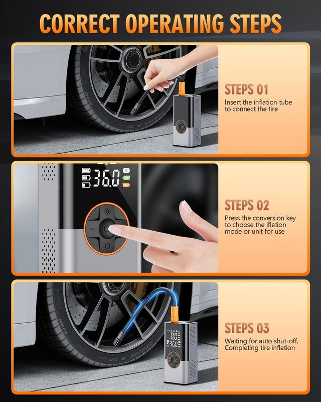 Portable Tire Inflator 180 PSI   Fast Air Pump with Digital Gauge & 25000mAh7