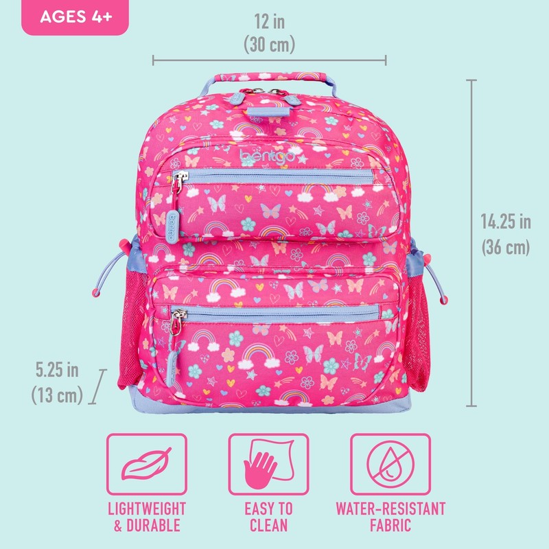 Kids 14 Inch Backpack Rainbow Print Lightweight Water Resistant School Travel Ba3