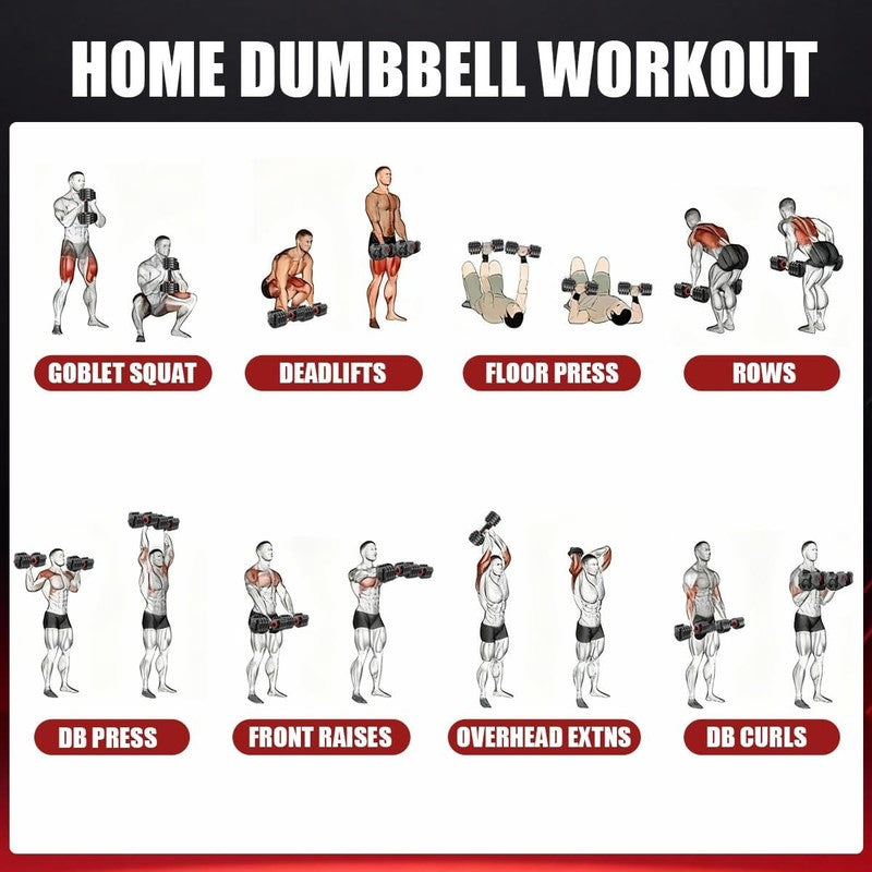 25lb Adjustable Dumbbell w/ Anti-Slip Handle Fast Adjust Home Gym Tray6