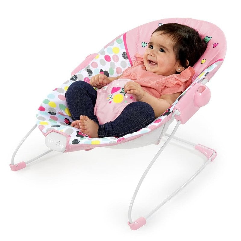 Baby Minnie Bouncer Seat w/ Vibrations Toy Bar 0 6M 20lbs8