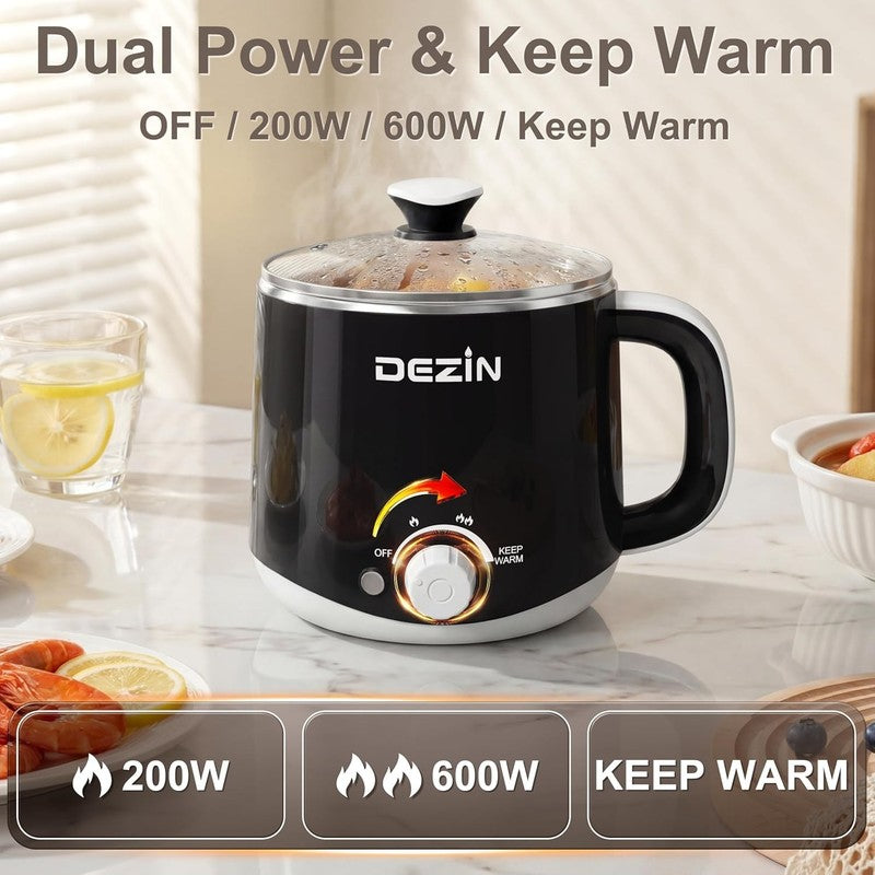 1.6L Electric Hot Pot Noodle Cooker Stainless Steel Temp Control Keep Warm4