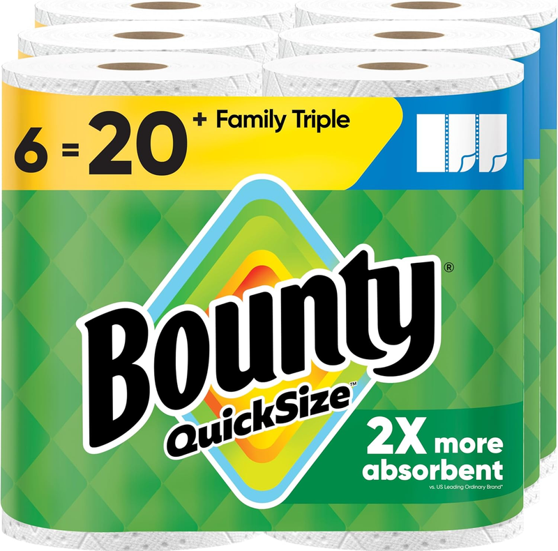 Paper Towels Quick Size White 6 Family Triple Rolls 20 Regular Rolls0