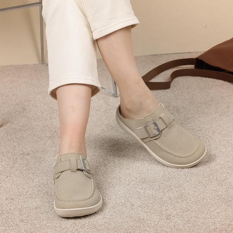 Women's Wide Width Suede Clogs Mules Adjustable Buckle Shoes4