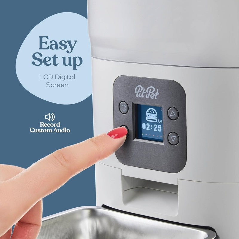 Smart Automatic Cat Feeder, 6L Food with LCD Display for Easy Setup (White)5