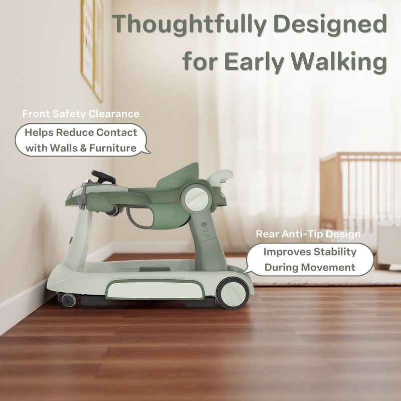 5-In-1 Musical Baby Walker with Wheels, Foldable Baby Walker for Boys Girls, Gre3