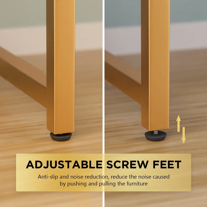 32in Computer Desk Metal Frame Modern Office Desk Gold2