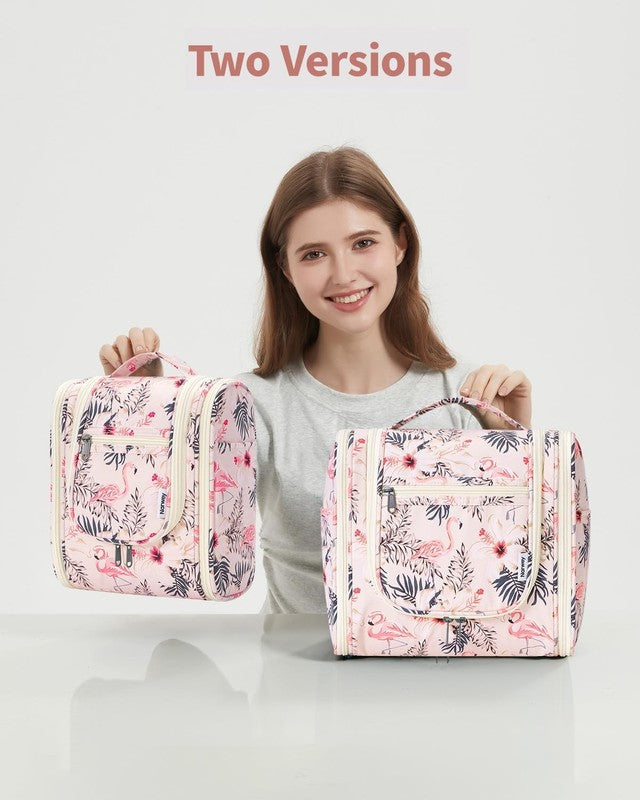 Small Hanging Toiletry Bag Travel Makeup Organizer Medium Beige Bird6