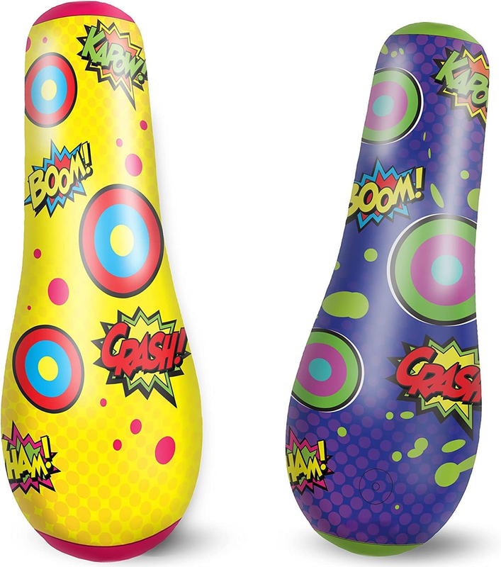 2 Pack Inflatable Bopper, 47 Inches Kids Punching Bag with Bounce Back Action, I8