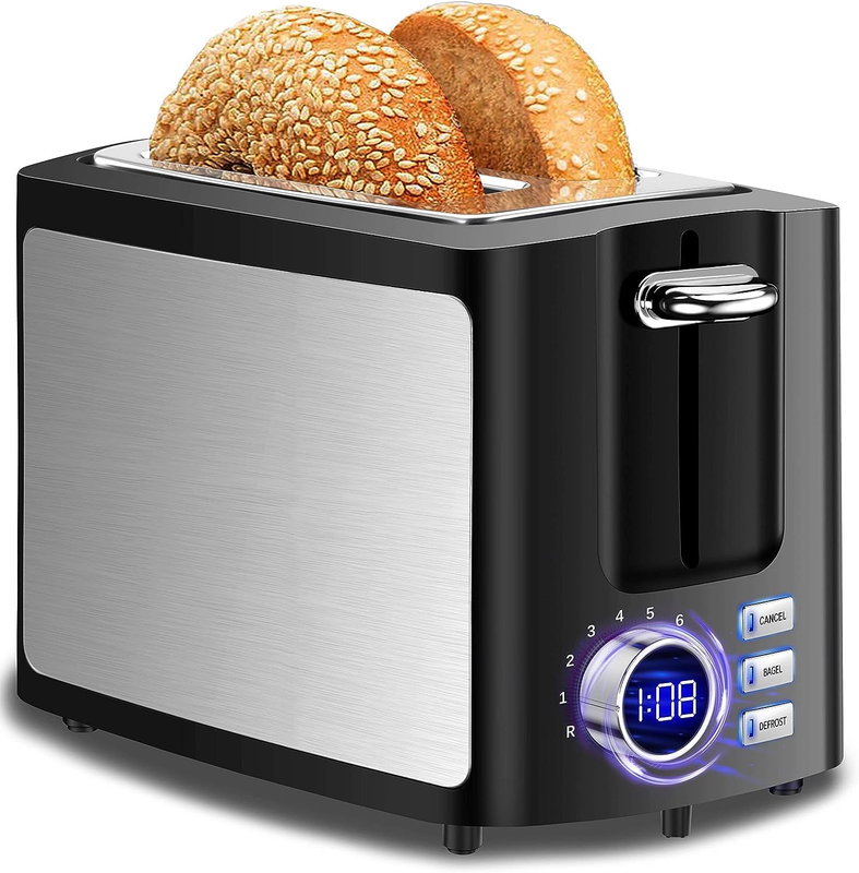 2 Slice Wide Slot Toaster - Smart LCD Timer, Bagel, Defrost, Cancel, Reheat0