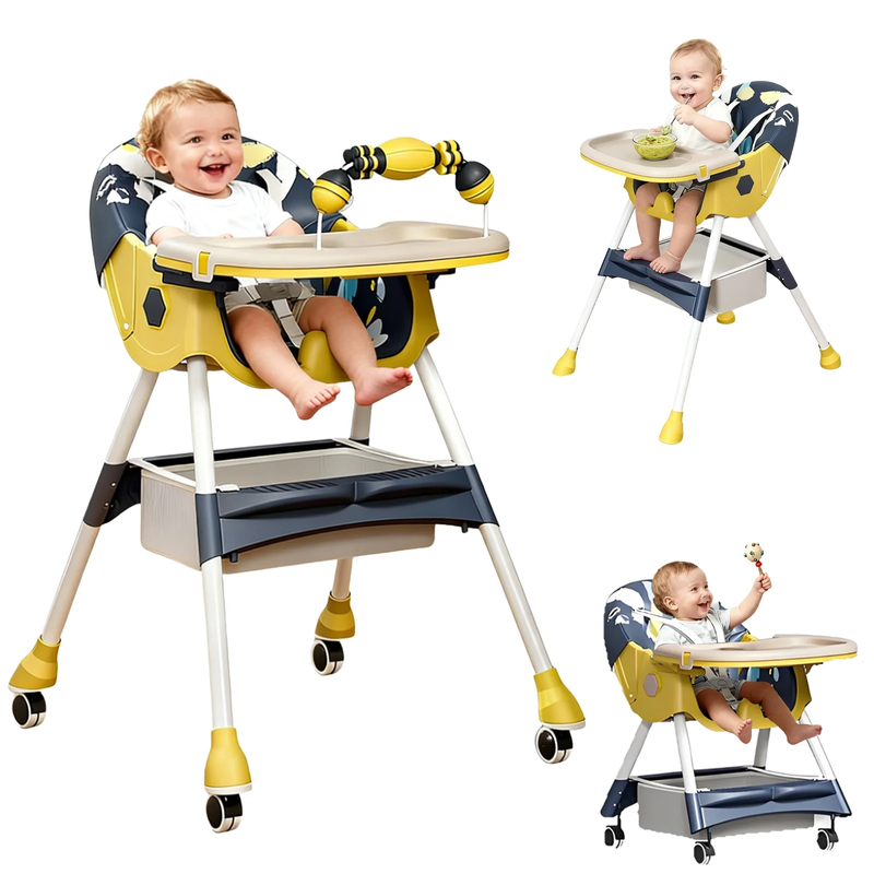 Baby High Chair, 4 in 1 Convertible Highchair for Babies & Toddlers, Double Tray8