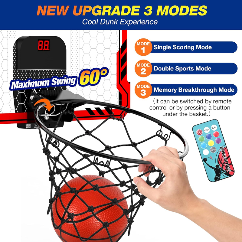Indoor Basketball Hoop Mini Hoop LED Scoreboard 4 Balls Over Door2