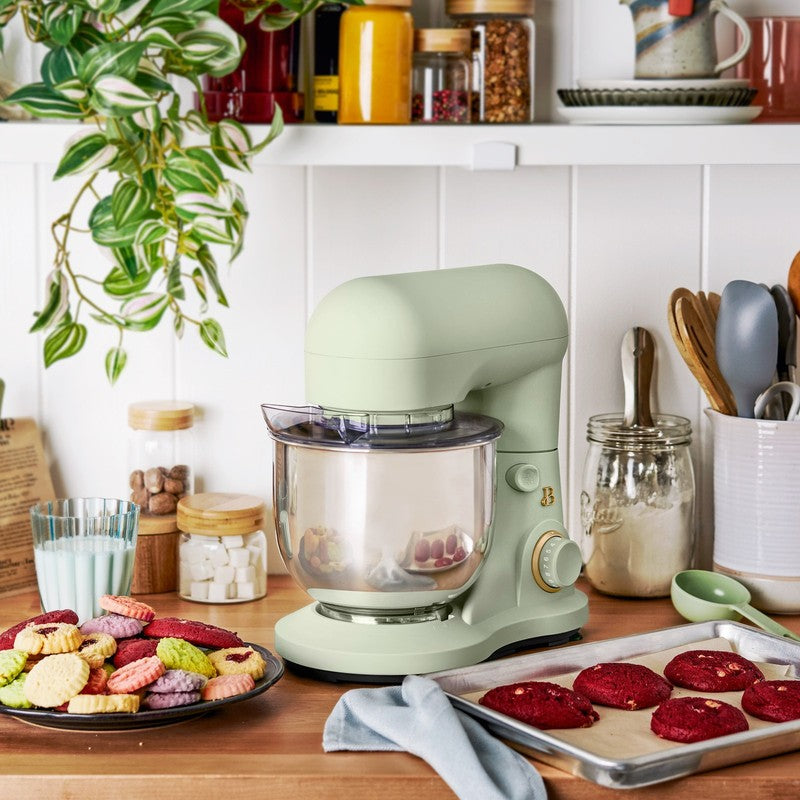 3.5 Qt Stand Mixer Sage Green w/ Flat Beater Dough Hook & Whisk10