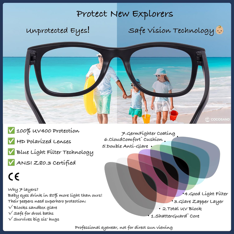   Polarized Baby Sunglasses UV400 Flexible Strap Infant Toddler 0 24 Months2