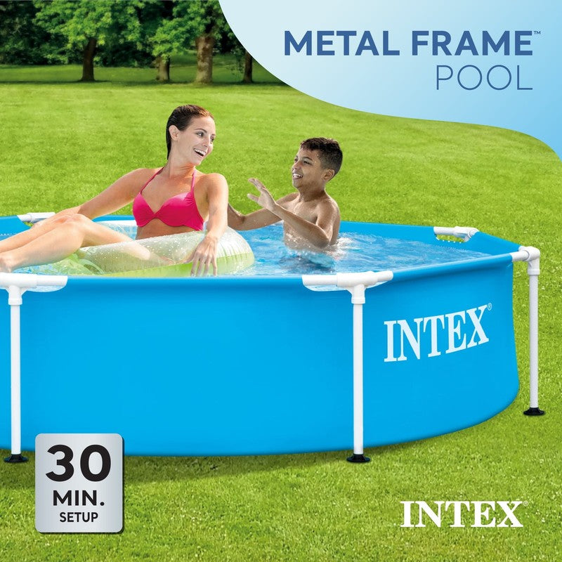 8ft Round Metal Frame Pool 20in Above Ground Swimming Pool Blue3