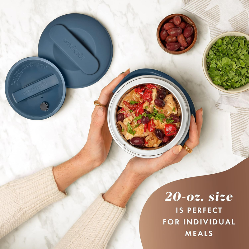 20 Ounce Electric Lunch Box, Portable Food Warmer, Faded Blue, Perfect for Trave1