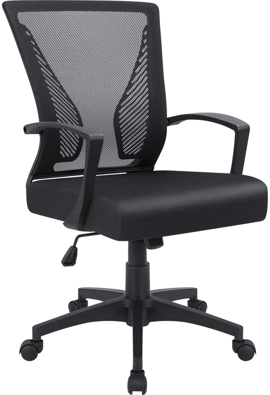 Office Chair Ergonomic Computer Desk Mesh Chair Mid Back Swivel Lumbar Support w11