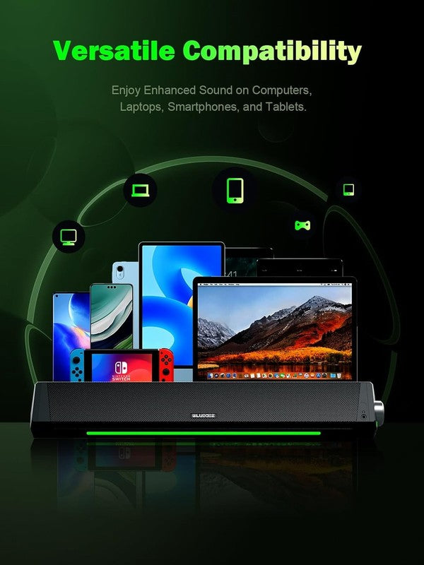 HiFi PC Soundbar Speakers Bluetooth 5.0 USB C 3.5mm Desktop Laptop3