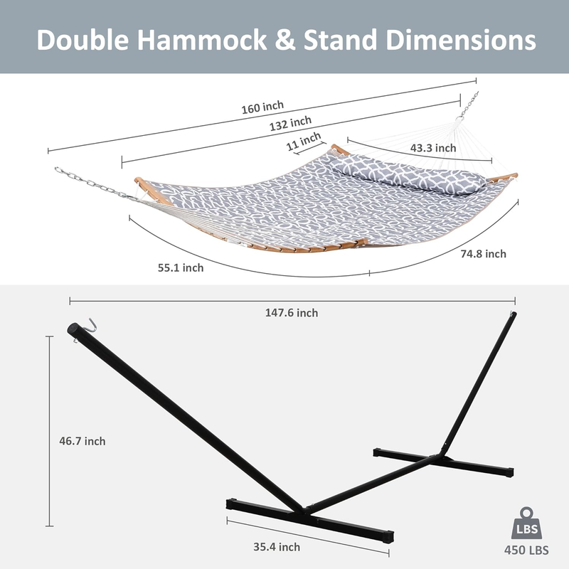 Freestanding Hammock with Stand 450lb Capacity Frame Outdoor Grey5
