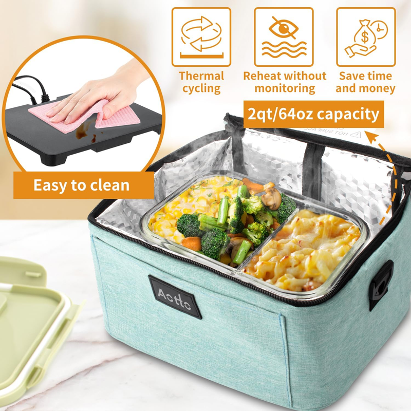 Portable Electric Lunch Box Food Warmer 12V/24V/110V Car Oven Lake Green2