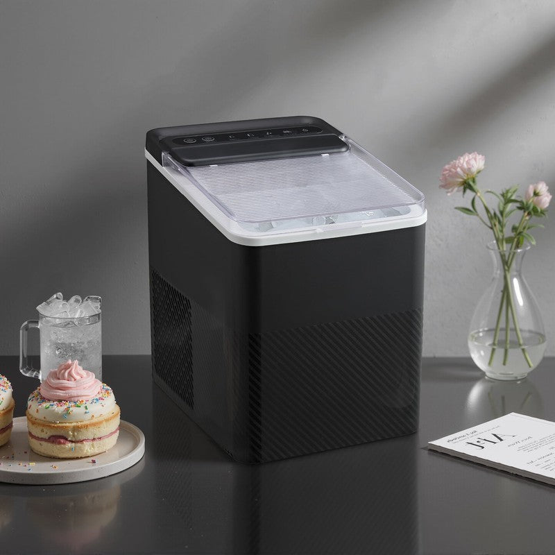 Countertop Ice Maker, Rich Black, 9 Bullet Cubes, 2 Ice Sizes, 26 Lbs/24H with R6