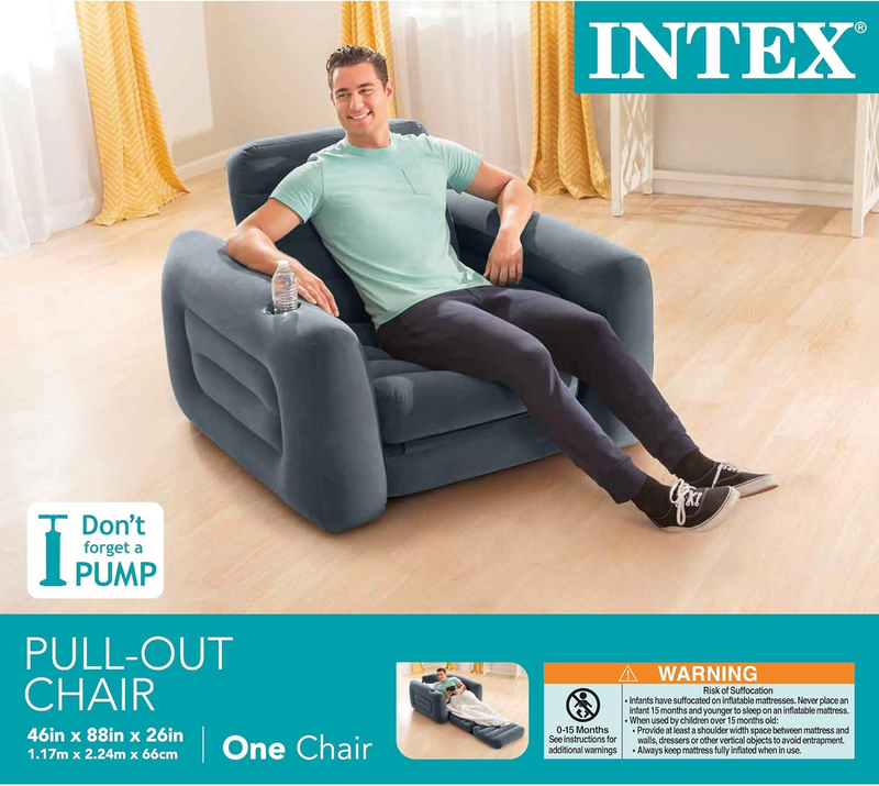 66551EP Inflatable Pull-Out Chair: Built-In Cupholder – Velvety Surface – 2-In-19