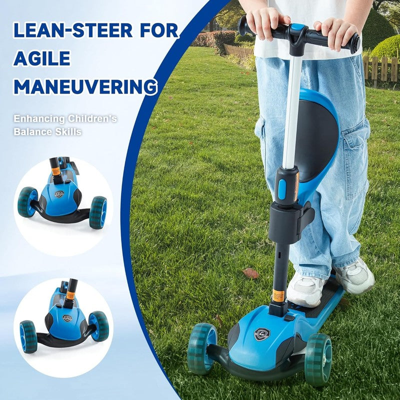 Kids 2 in 1 Folding 3 Wheel Kick Scooter Adjustable Height Safety Lock Ages 3 145