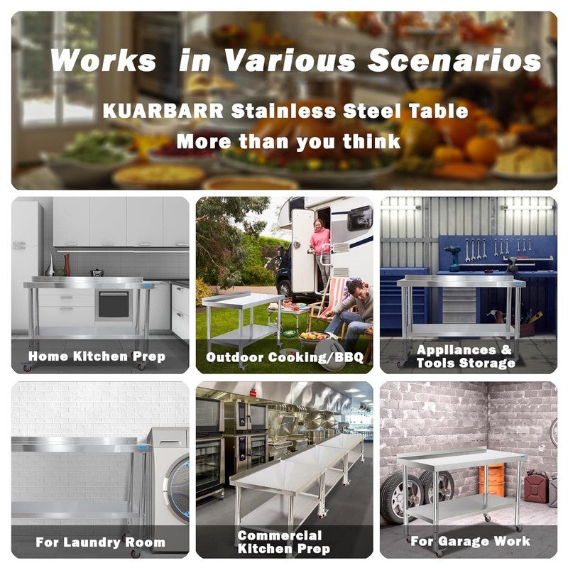 Stainless Steel Prep Work Table 24x30 w/ Wheels Adjustable Undershelf5