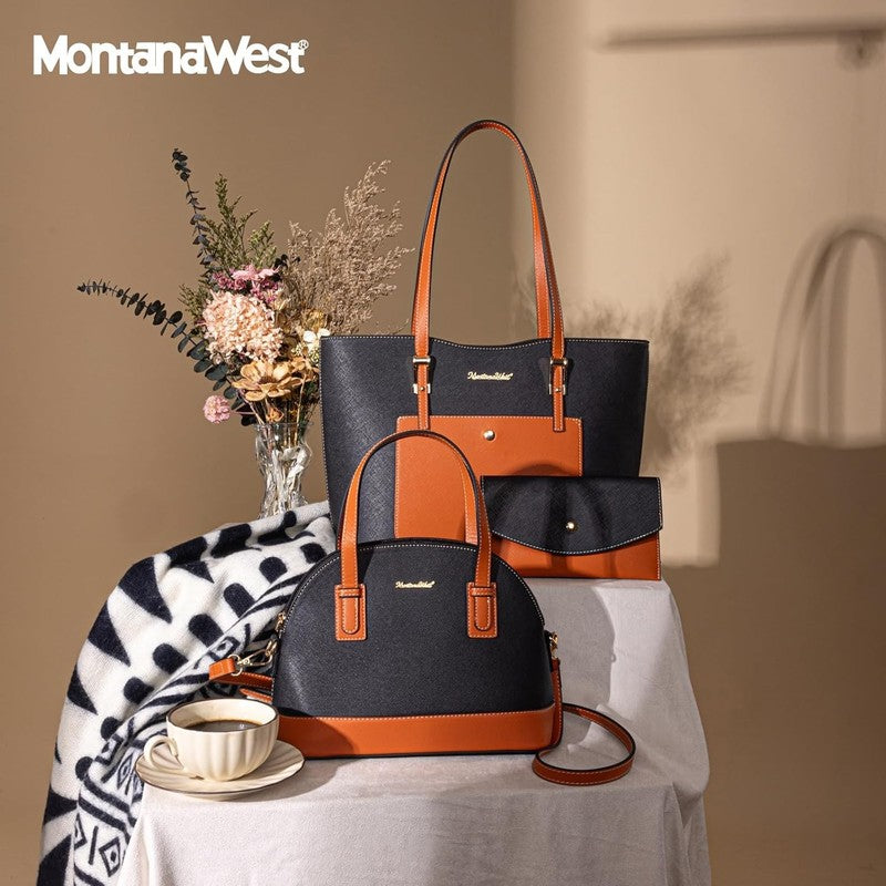 3PCS Purses for Women Tote Bag and Wallet Set Shoulder Satchel Handbags5