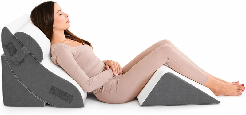 4PC Bed Wedge Pillow Set Sleep Apnea Acid Reflux Back Pain Relief8