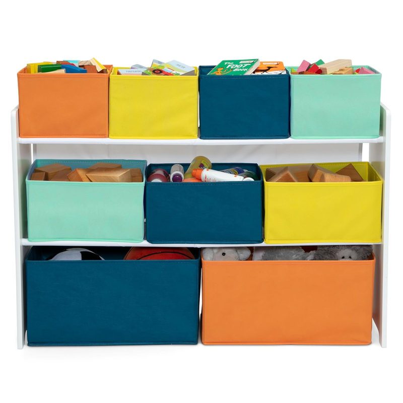 Deluxe Multi Bin Toy Organizer w/ Storage Bins Greenguard Gold White Navy/Green6