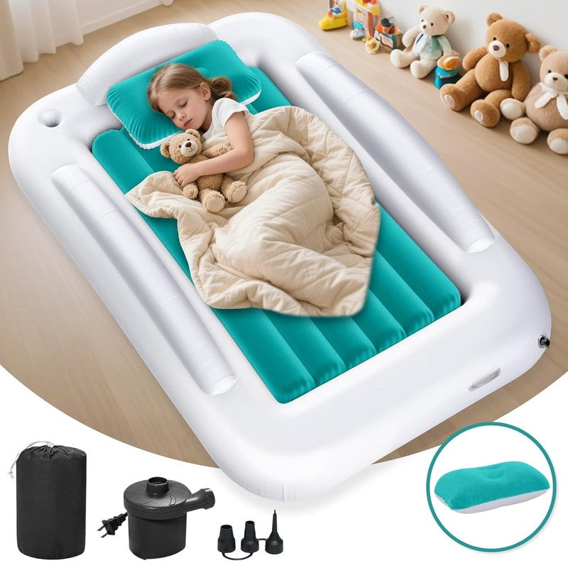 Inflatable Toddler Travel Bed with Safety Sides, 60" Kids Air Mattress & Pump7