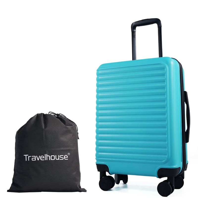 20" Underseat Hard Sided Carry On Luggage, Spinner Wheels, Abs,Light Blue0