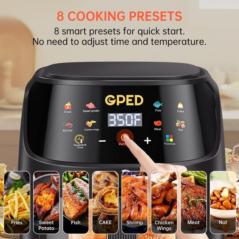 Air Fryer 8 in 1 Oilless Oven Visible Window Nonstick Basket Black 7.5QT4
