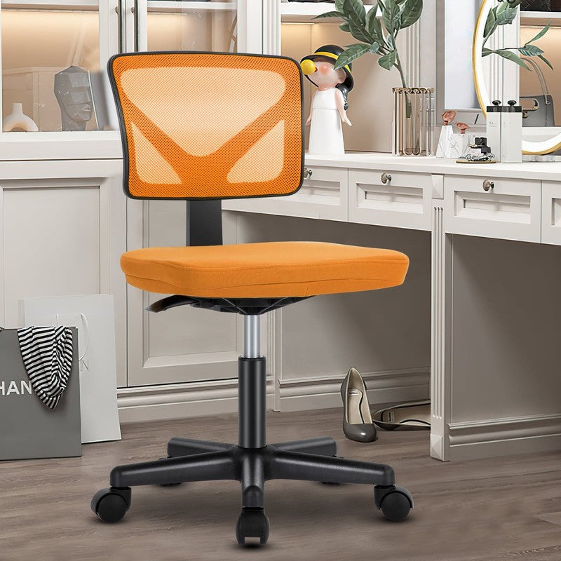 Home Office Desk Chair Armless Mesh Swivel Adjustable Low Back Orange4
