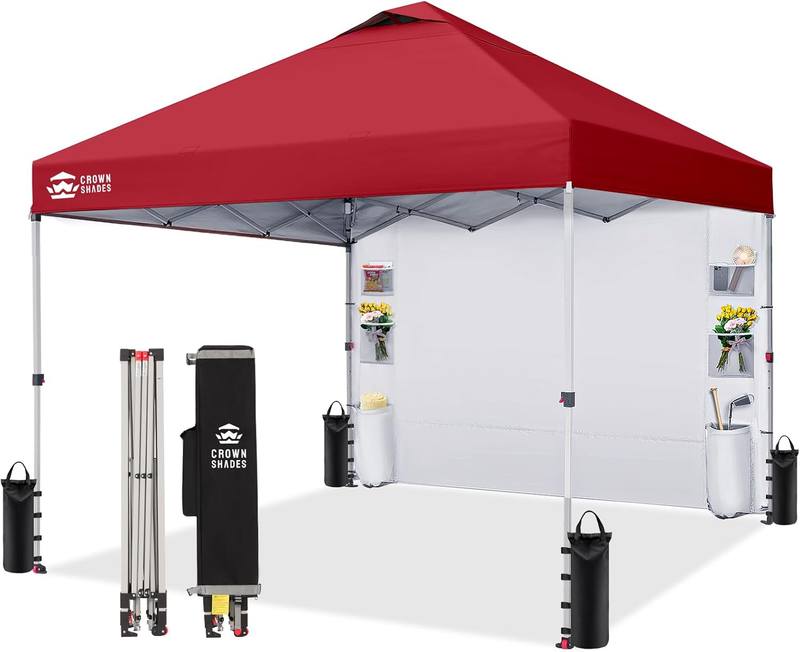 10x10 Pop Up Canopy Tent Crown Shades Easy Setup Center Lock Sun Shelter Red0
