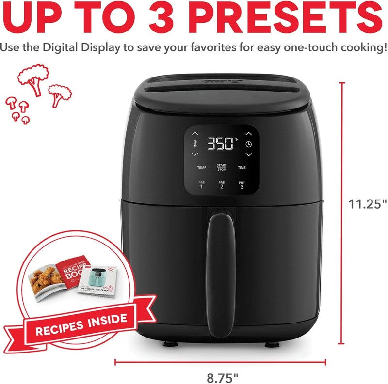 Tasti Crisp Electric Air Fryer Oven 2.6 Qt Digital 1000W Compact Black4