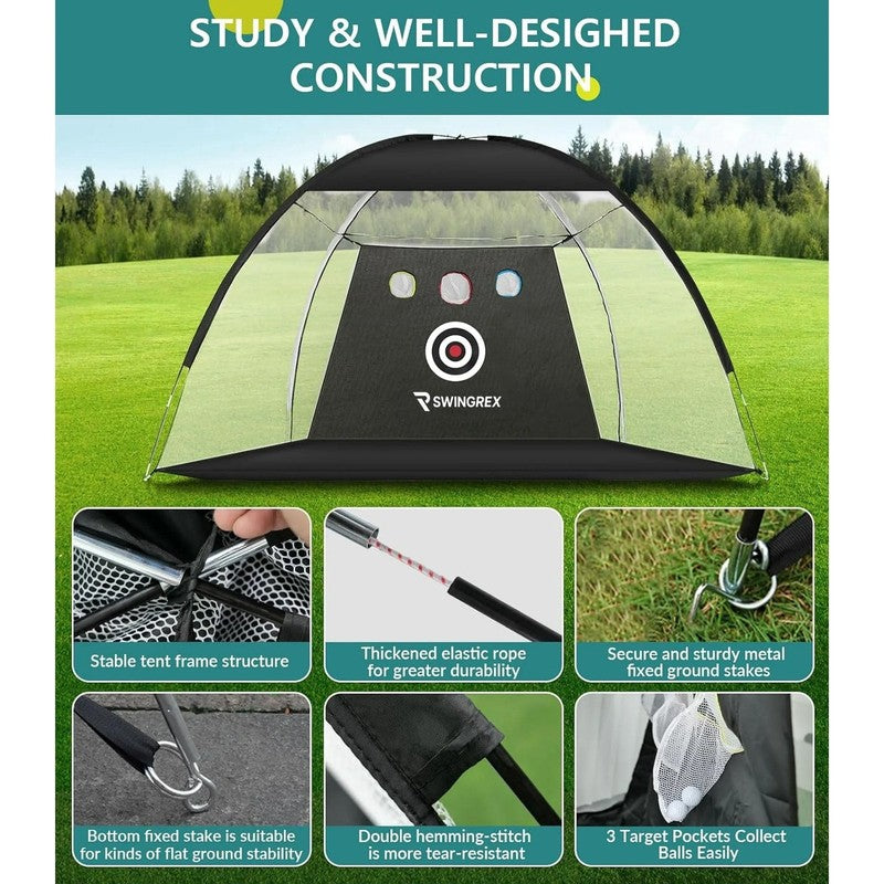 10X7Ft Golf Net for Home Swing Training with Mat, Target & Balls1