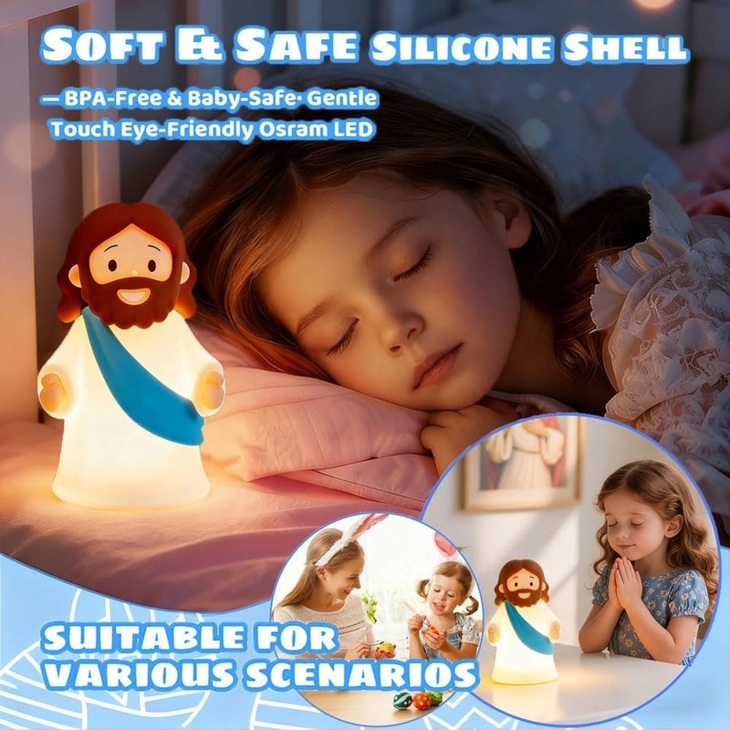 Jesus Night Light Rechargeable Bedside Night Light Dimmable Silicone LED Light I4