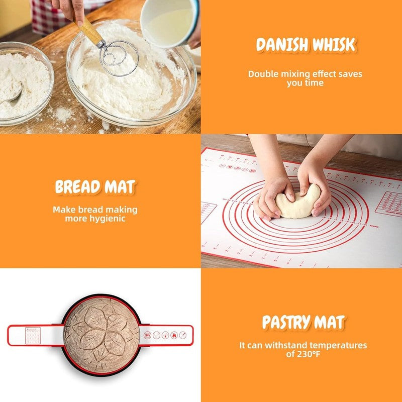 Complete Sourdough Starter Kit 35oz Jar, 15PCS Baking Supplies, Silicone Baskets5