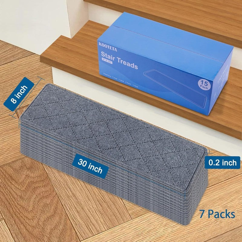 Stair Treads for Wooden Steps Indoor, 15 Pack 8" X 30" Non Slip Carpet Stair Tre1