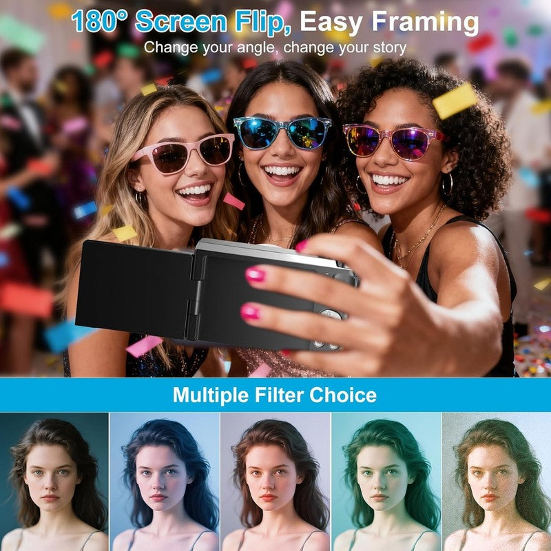4K Digital Camera 56MP Vlogging 16X Zoom 3" Flip Screen Flash Travel Gift4