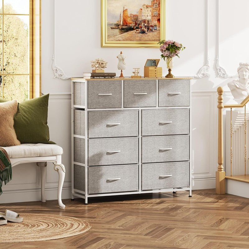 9 Drawer Dresser, Fabric Storage Tower for Bedroom, Hallway, Entryway, Closet, T3