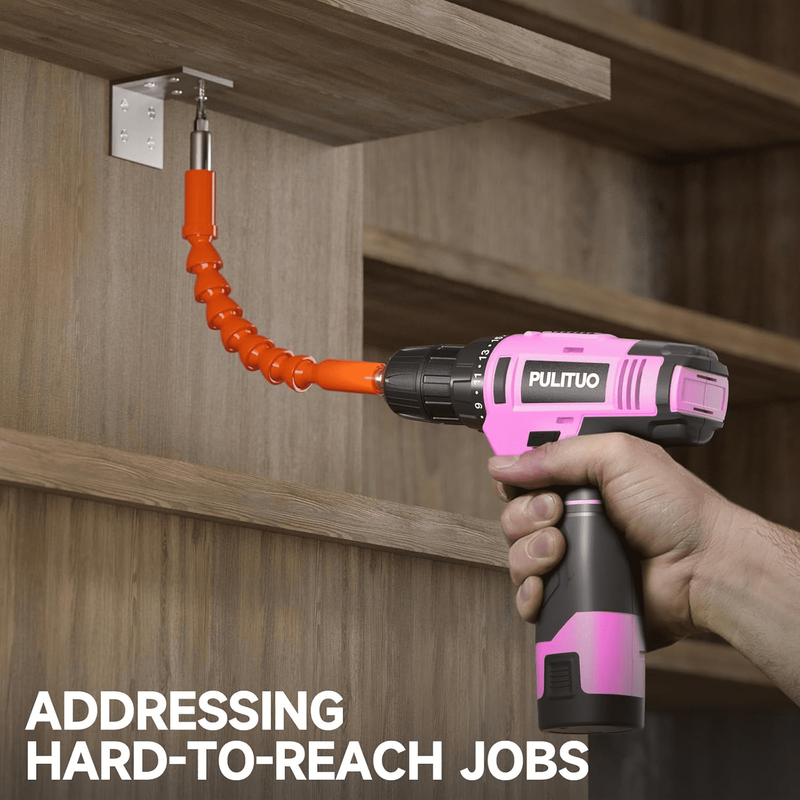 12V Cordless Drill Set 21+1 Torque LED 3/8" Keyless Chuck Battery & Charger Pink6