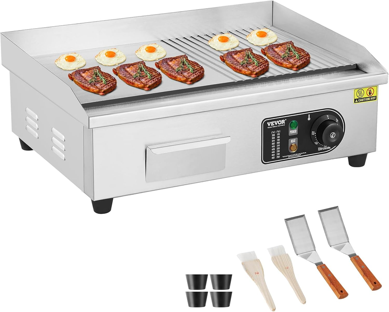Commercial Electric Griddle 22 Inch 1600W Countertop Grill Adjustable Restaurant9
