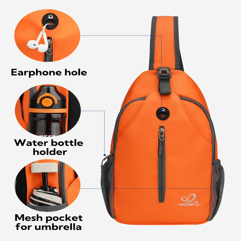 Unisex Hiking Travel Nylon Sling Bag Cross Body Shoulder Chest Bag,Orange3