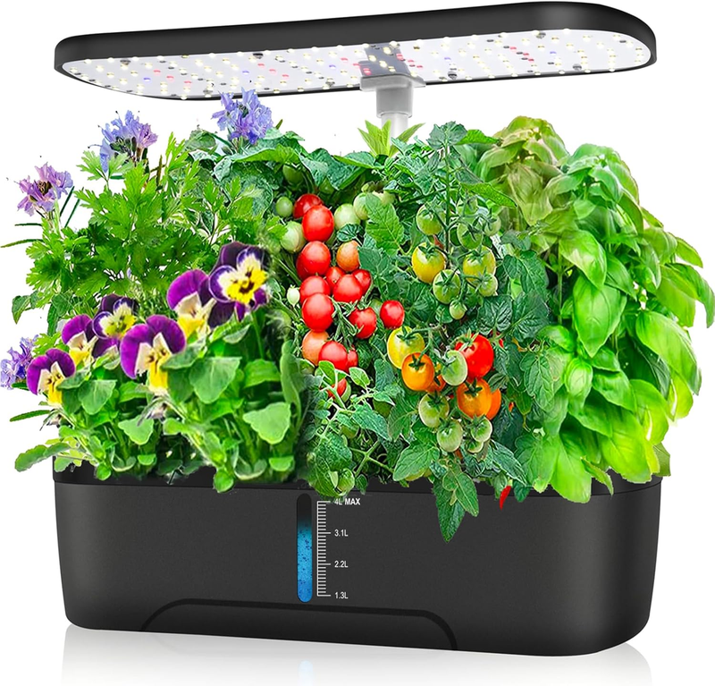 12 Pod Hydroponics Growing System Indoor Herb Garden w/ Grow Light Timer0