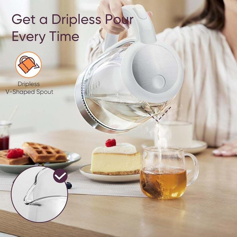 Electric Kettle, No Plastic Filter & Spout, Tea Kettle & Hot Water Boiler for Co6